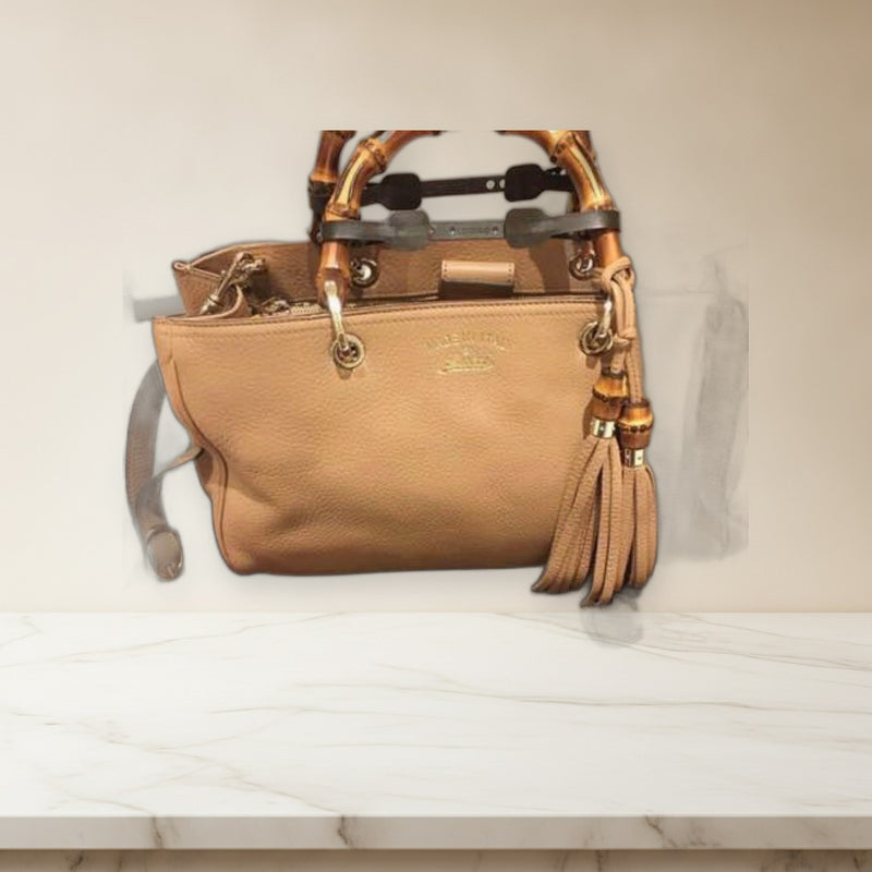 Gucci 50th Anniversary Bamboo Shopper Small Tote Bag Pink Beige