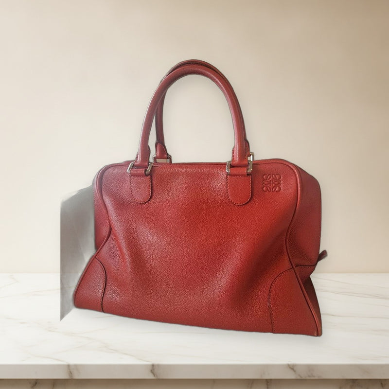 Loewe Amazona 75 Large Handbag Red Leather Shoulder Crossbody Bag