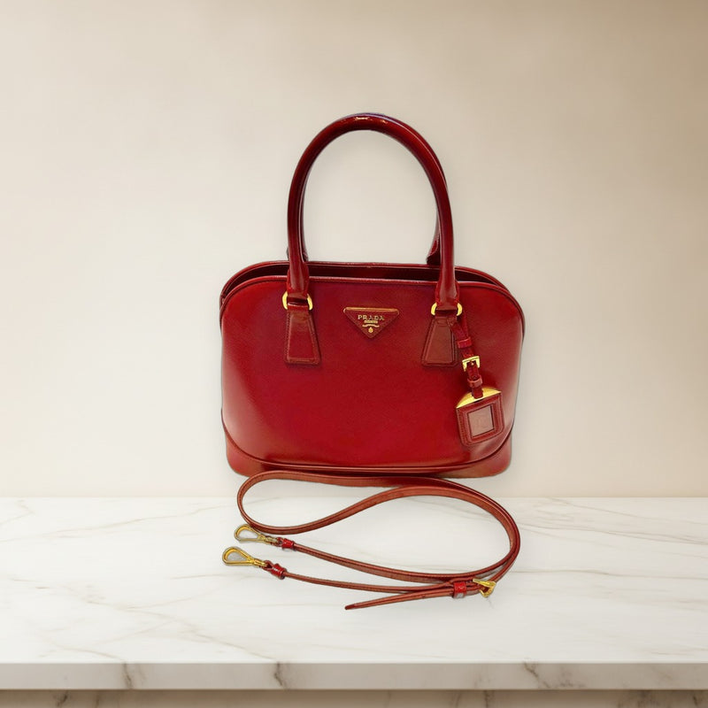 Prada Saffiano BN2567 2way Handbag Shoulder Bag Saffiano Leather Red