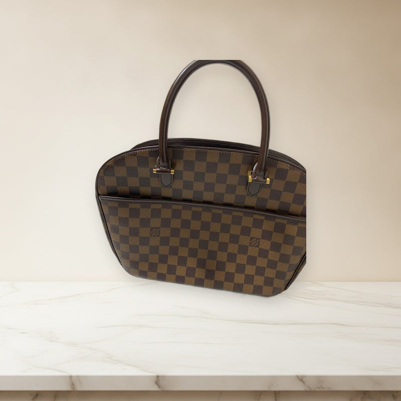Louis Vuitton Damier Ebene Shoulder Bag Handbag Canvas