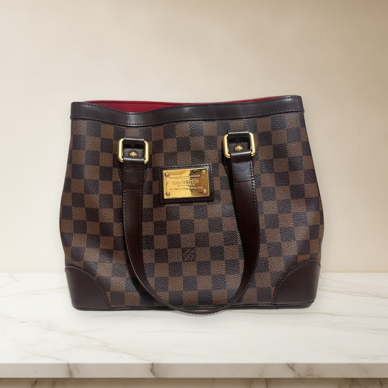 Louis Vuitton Damier Hampstead Handbag Brown Leather Shoulder Bag