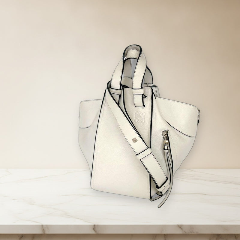Loewe Hammock Small 061611 2-Way Shoulder Bag Calf Leather White Ivory