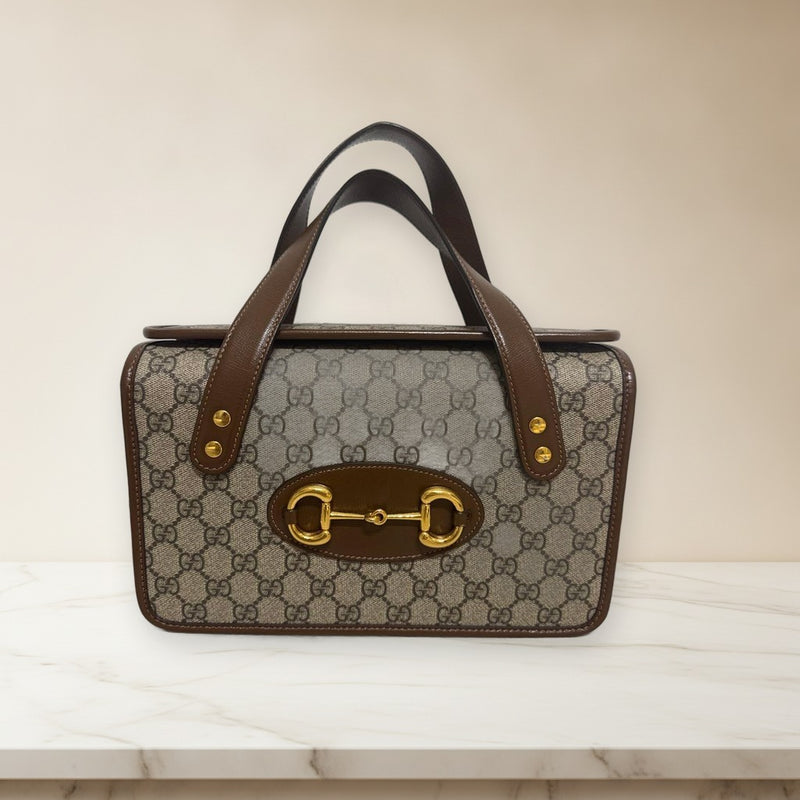 Gucci Gg Pattern Tote Bag Shoulder Bag Brown Leather
