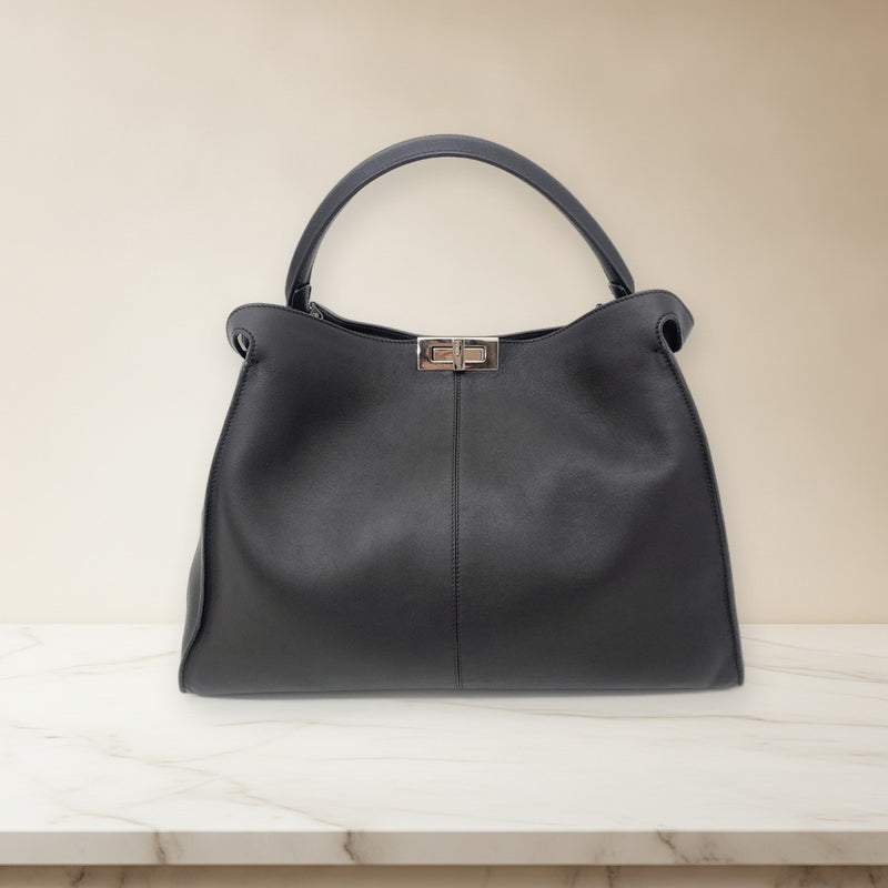 Fendi Peekaboo X-lite Handbag Dark Brown Silver Hardware