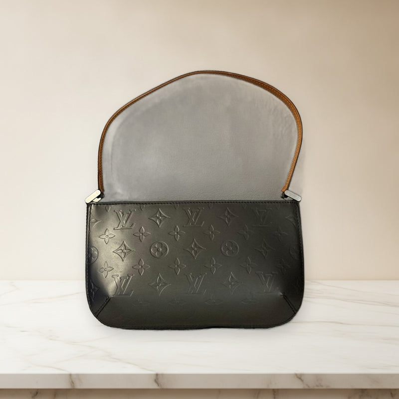 Louis Vuitton Fowler M55145 Handbag Monogram Mat Leather Black Grey Navy