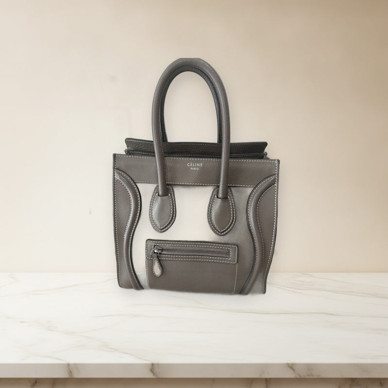 Celine Luggage Micro Shopper Handbag Tote Bag Leather