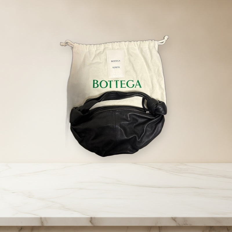 Bottega Veneta Double Knot Bag Handbag Leather Black Silver Hardware