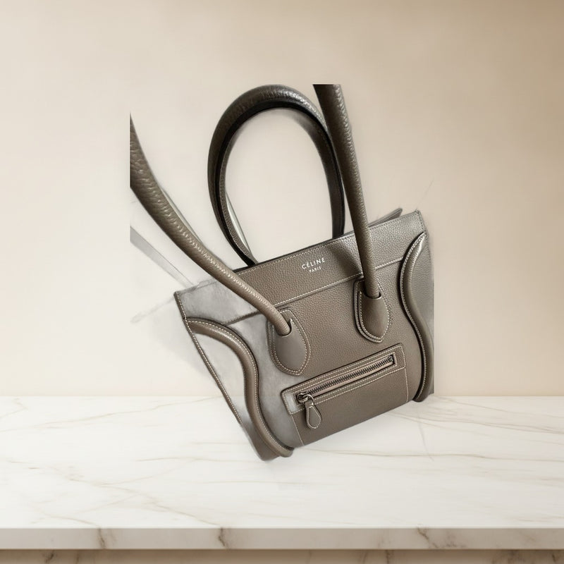 Céline Luggage Micro Handbag Leather Souris Tote Bag