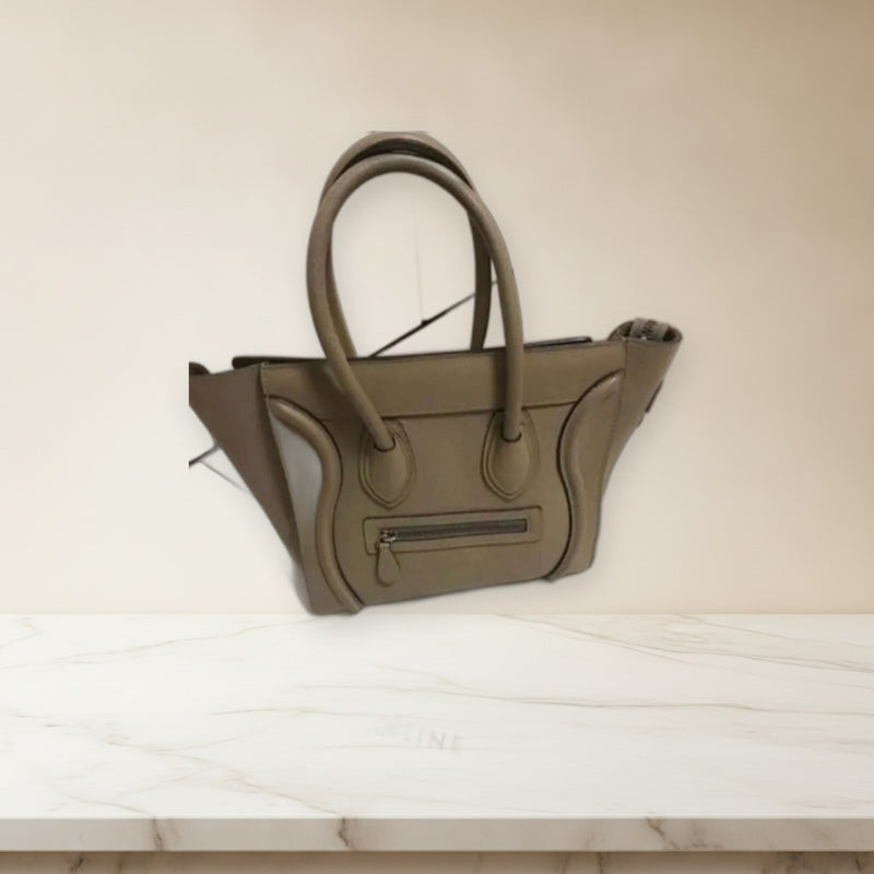 Celine Luggage Micro Tote Handbag Dune Leather