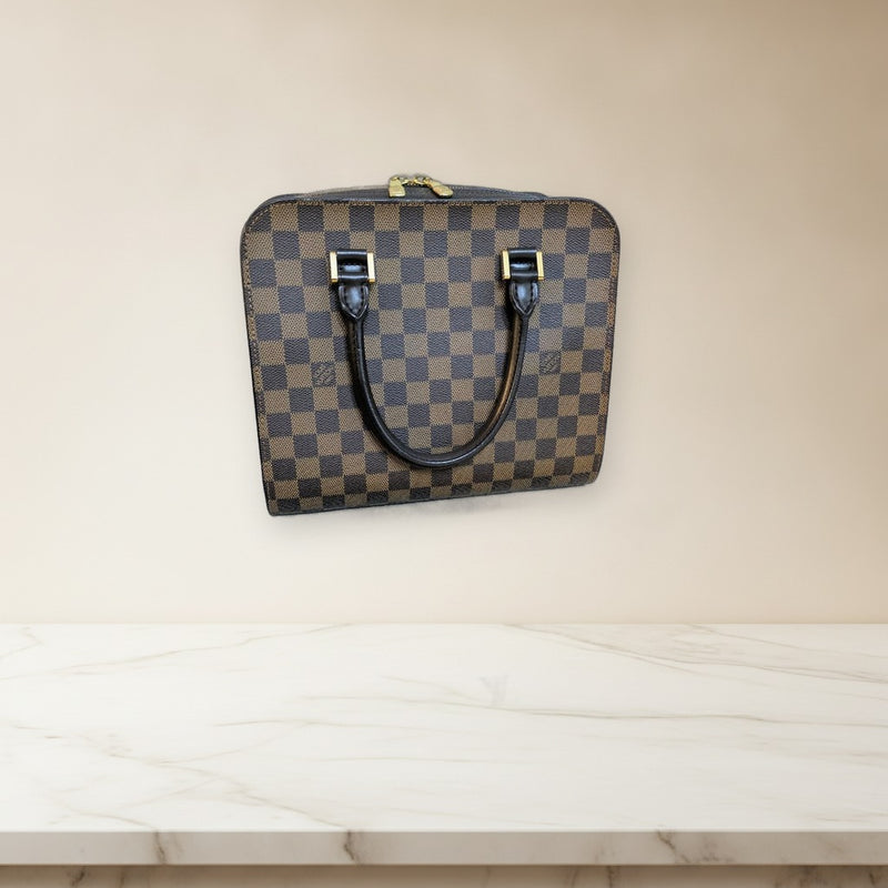 Louis Vuitton Damier Triana N51155 Handbag Pvc Leather Brown Gold Hardware