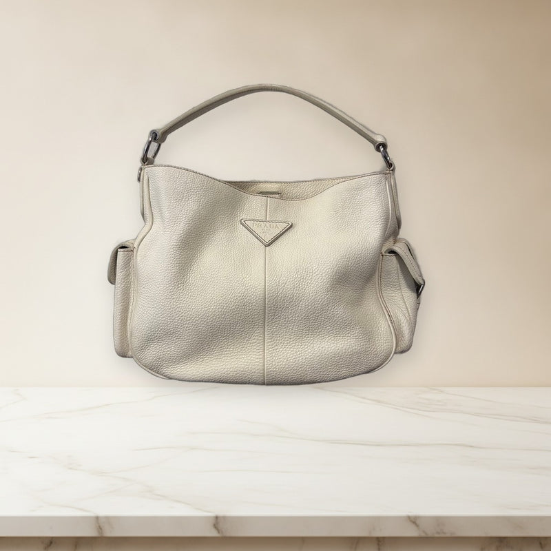 Prada Handbag Shoulder Bag Leather White