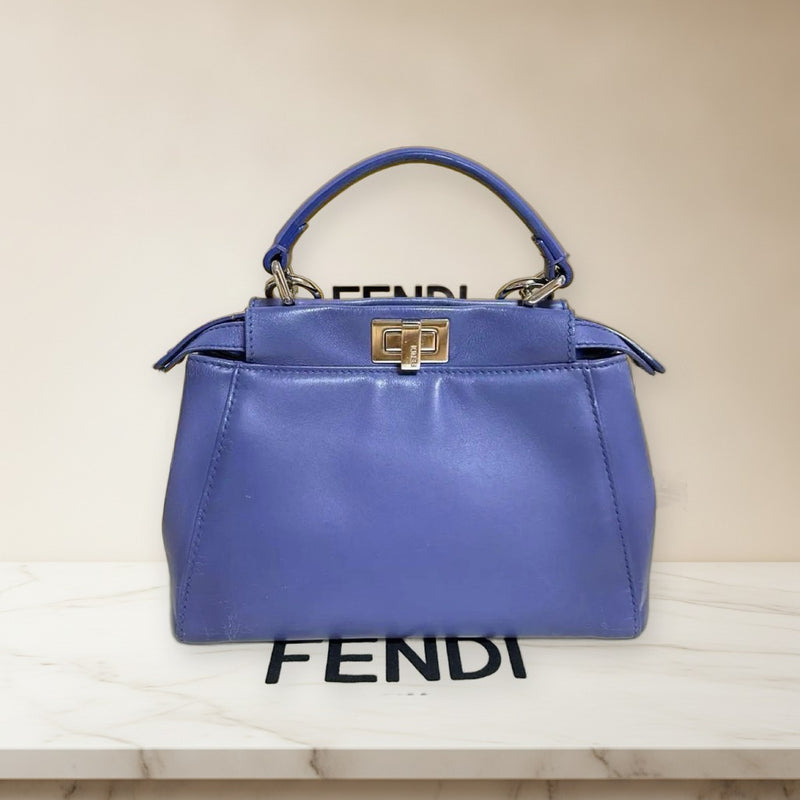Fendi Peekaboo Mini Handbag Nappa Leather Viola Cassis Pal Shoulder Bag