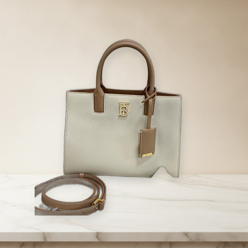 Burberry Mini Frances Handbag Crossbody Bag Leather Off-white
