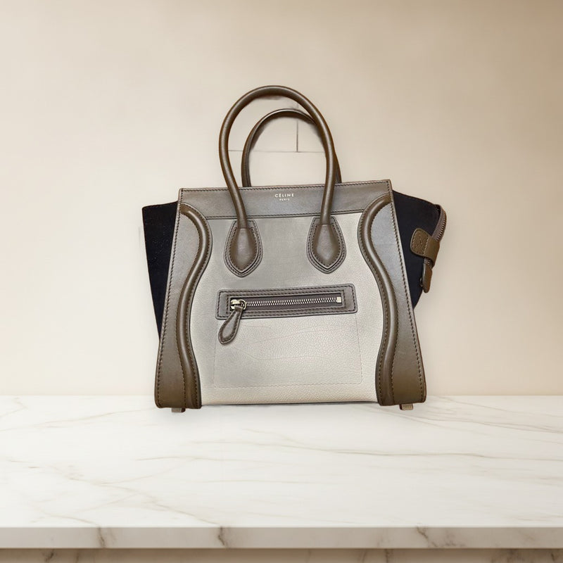 Celine Luggage Micro Handbag Tote Gold Hardware