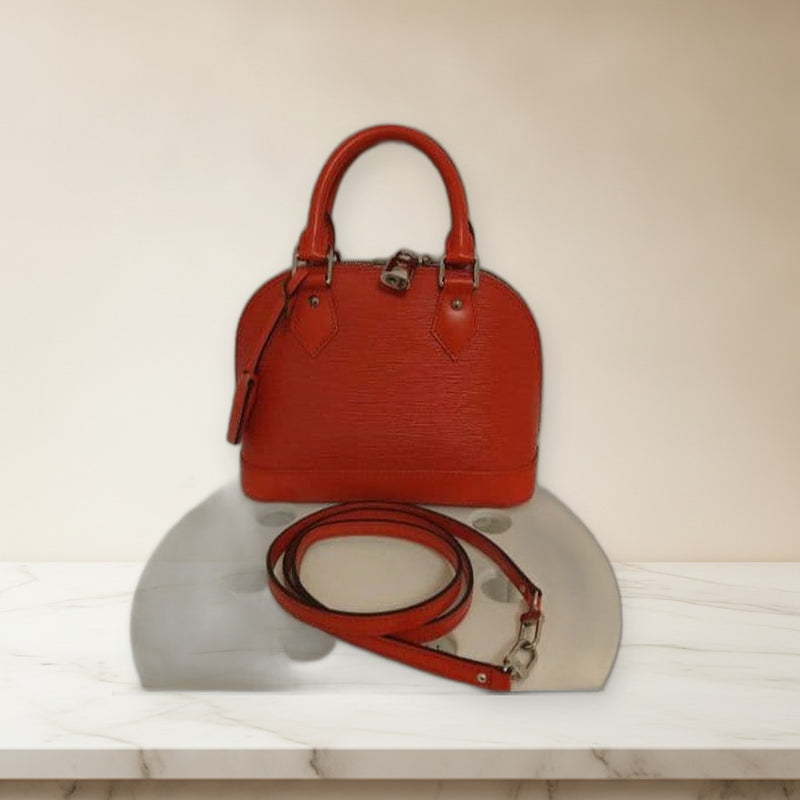 Louis Vuitton Alma Bb M41160 Handbag Coquelicot Red Leather