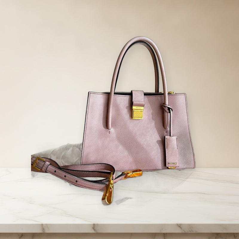 Miu Miu Madras 5BA104 Handbag Shoulder Bag Pink Leather