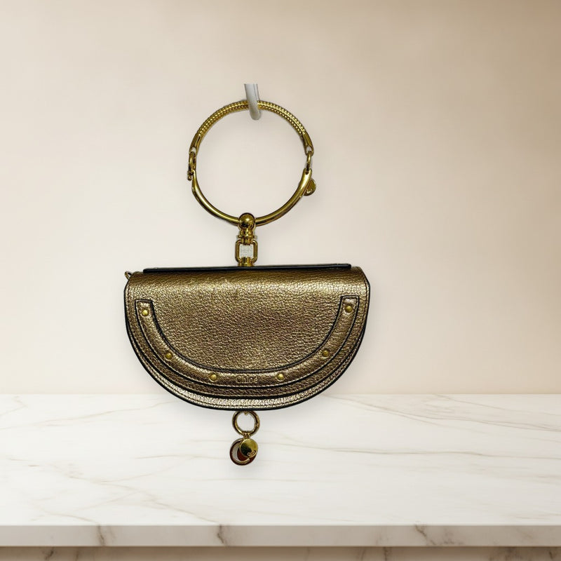 Chloe Nile Mini Handbag Crossbody Shoulder Bag Bronze Gold