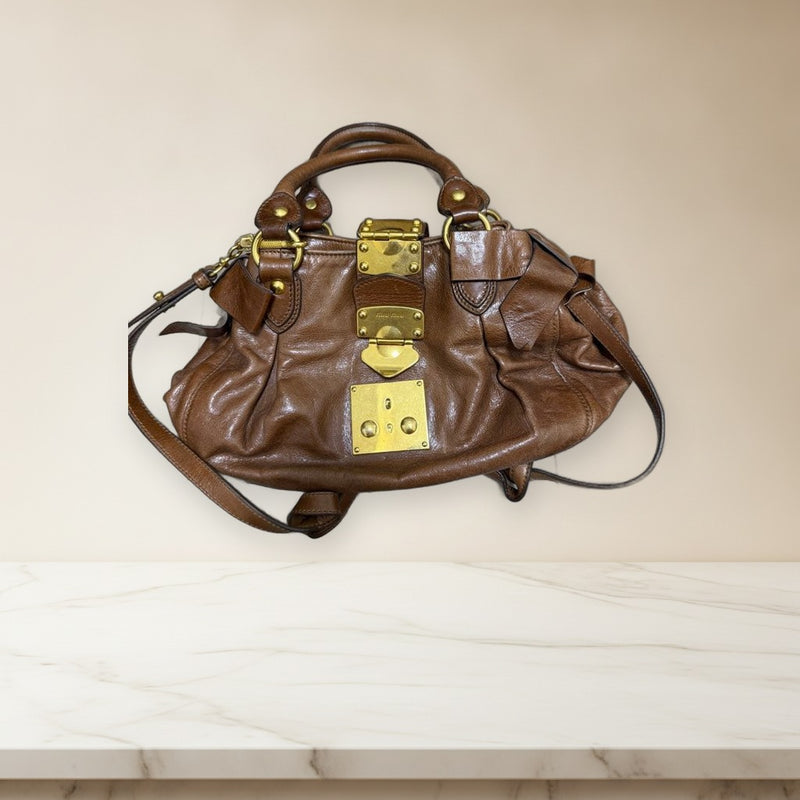Miu Miu Handbag Shoulder Bag Tote Brown System