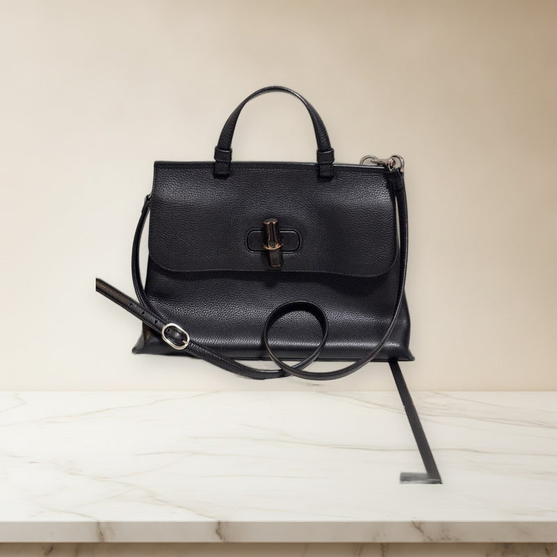 Gucci Bamboo 2 Way Hand Shoulder Bag Leather