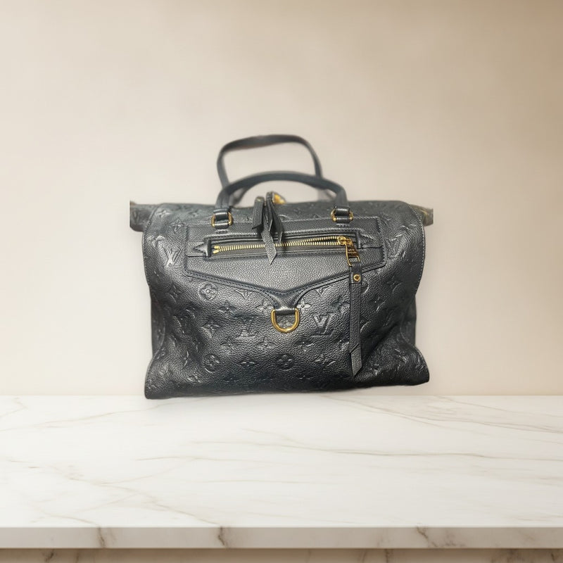 Louis Vuitton Monogram Handbag Shoulder Bag Leather Navy