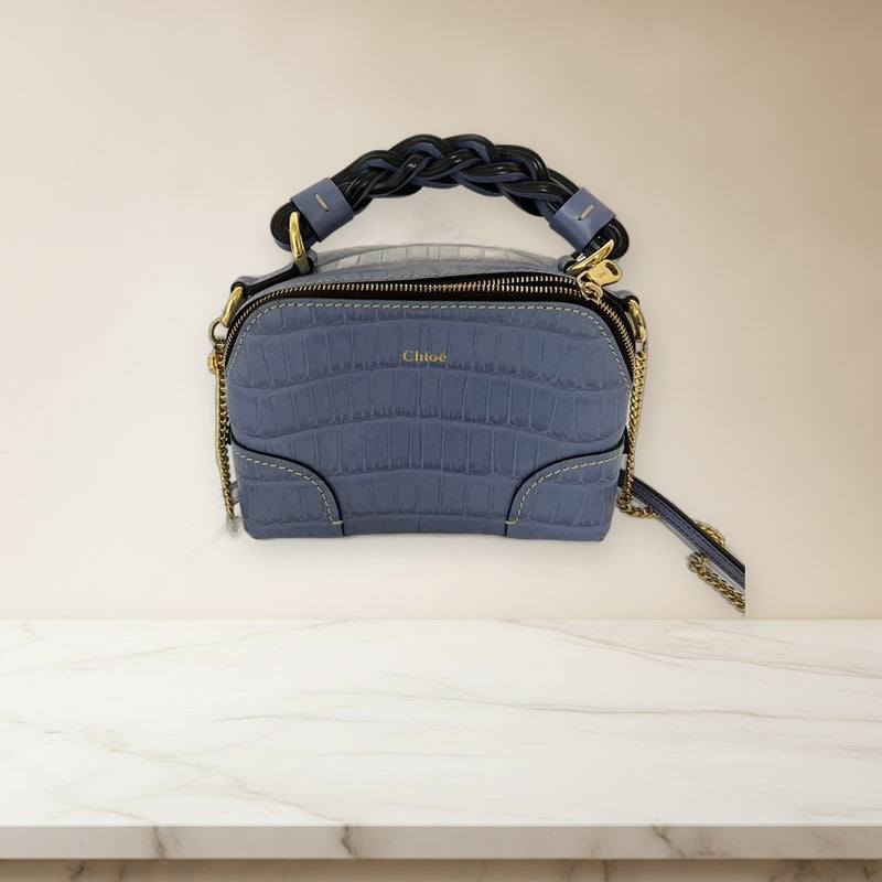 Chloe Daria Mini Shoulder Bag Crocodile Embossed Leather 2WAY Chain