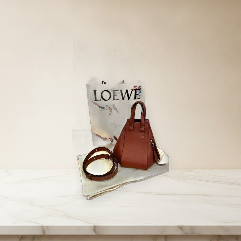 Loewe Hammock Medium Bag Handbag Shoulder Bag Rust Brown Leather Gold Hardware