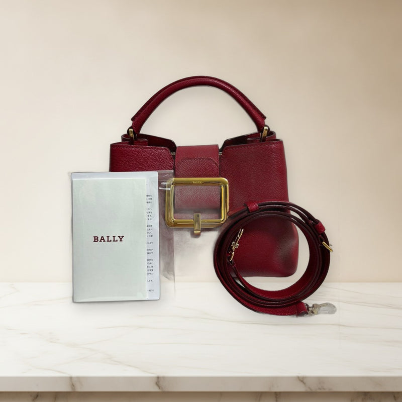 Bally Handbag Shoulder Bag Leather Red