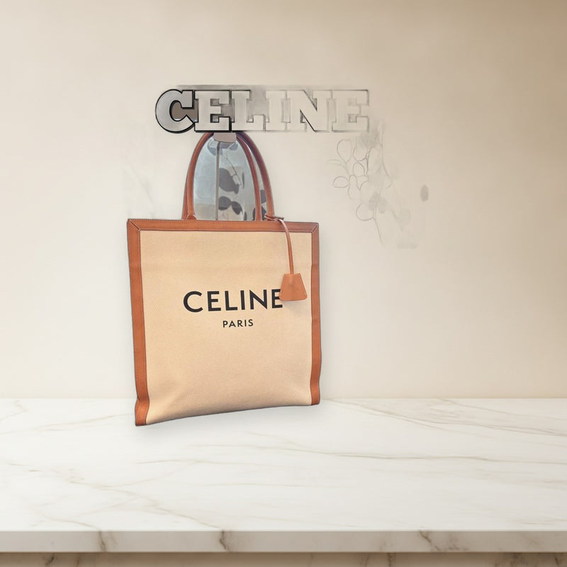 Celine Vertical Cabas Tote Handbag Shoulder Bag Leather