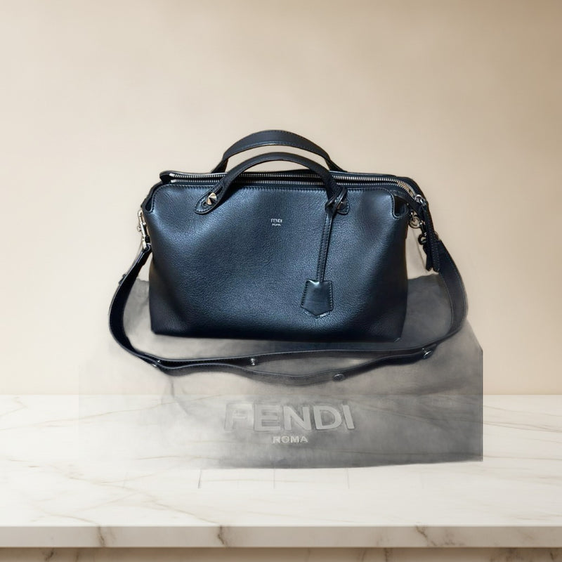 Fendi By The Way Medium Shoulder Bag Black Leather Silver Hardware