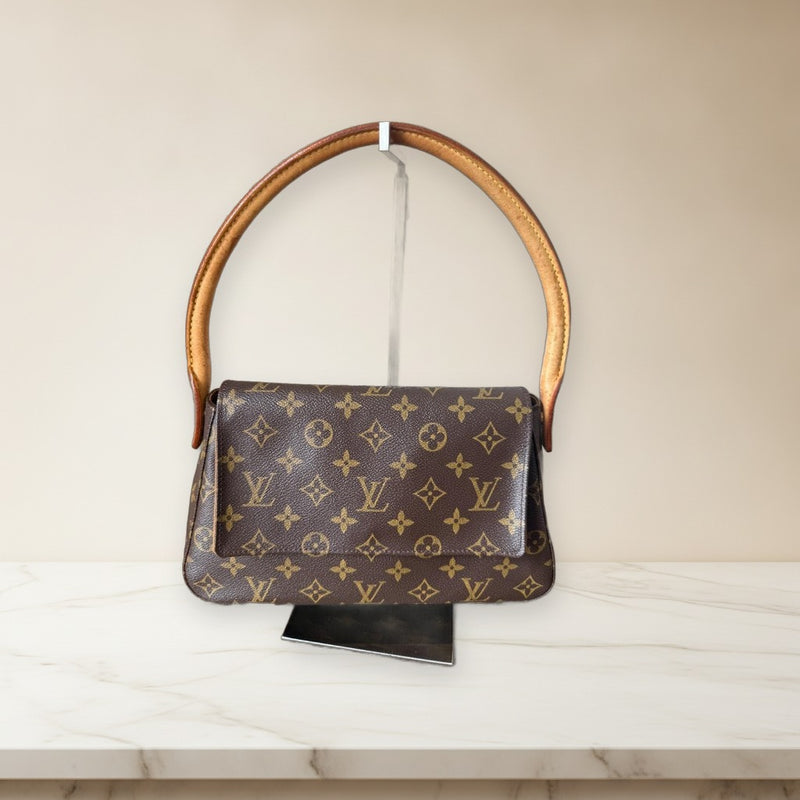 Louis Vuitton Monogram Mini Looping Shoulder Bag Brown Pvc Leather