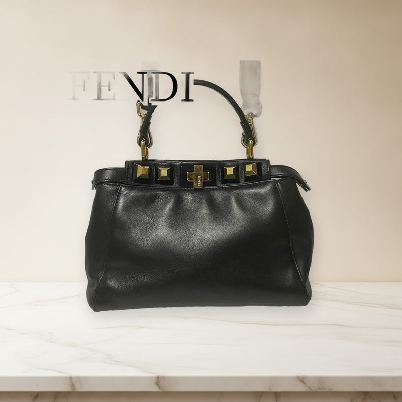 Fendi Mini Peekaboo Handbag Shoulder Bag Cowhide Leather