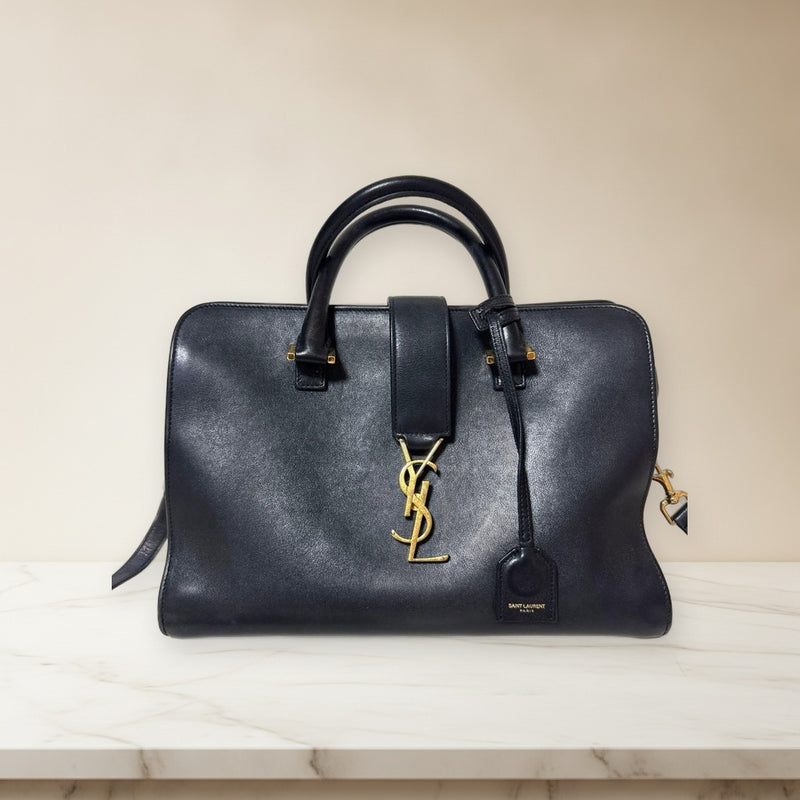 Saint Laurent Baby Cabas Handbag Shoulder Bag Leather Black