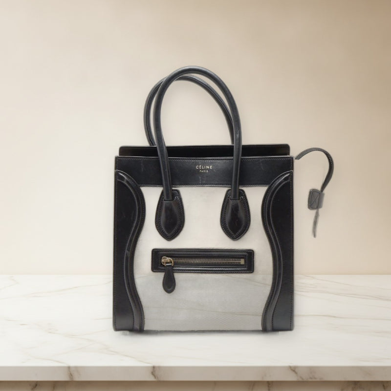 Celine Luggage Micro Shopper Handbag Leather