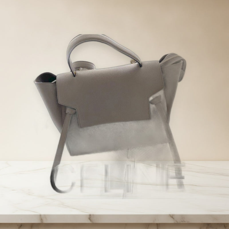 Celine Belt Bag Handbag Crossbody Shoulder Bag Glay Leather