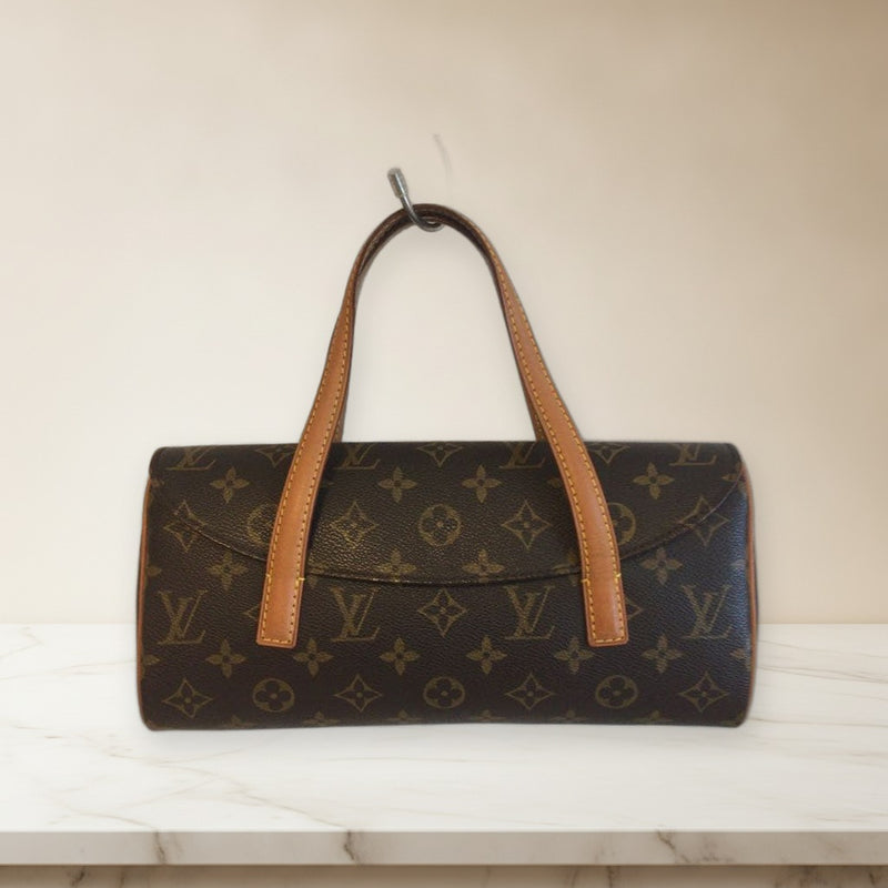 Louis Vuitton Sonatine Handbag Monogram Canvas Leather Deep Red Interior
