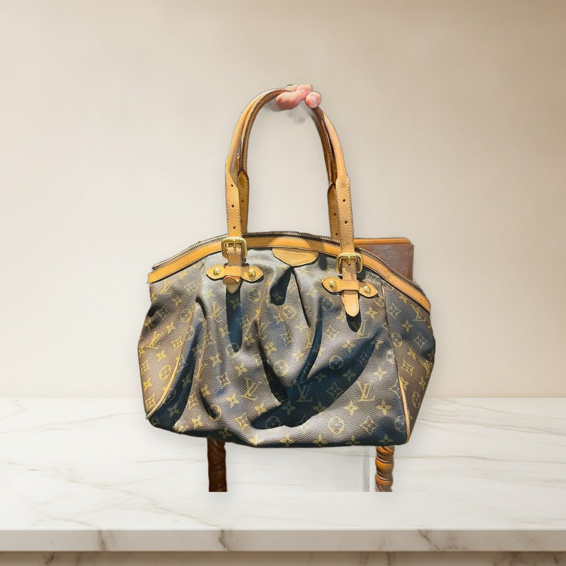 Louis Vuitton Monogram Tote Bag Handbag Leather Gold Hardware