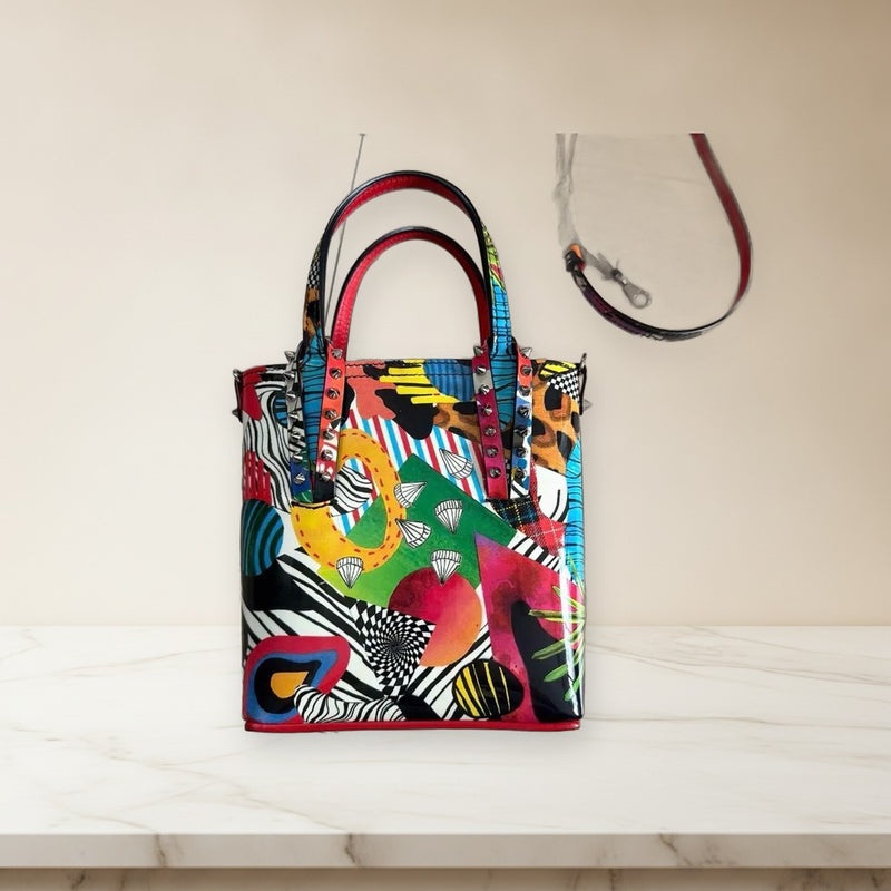 Christian Louboutin Cabata Ns Mini Tote Bag Enamel 2-Way Studded