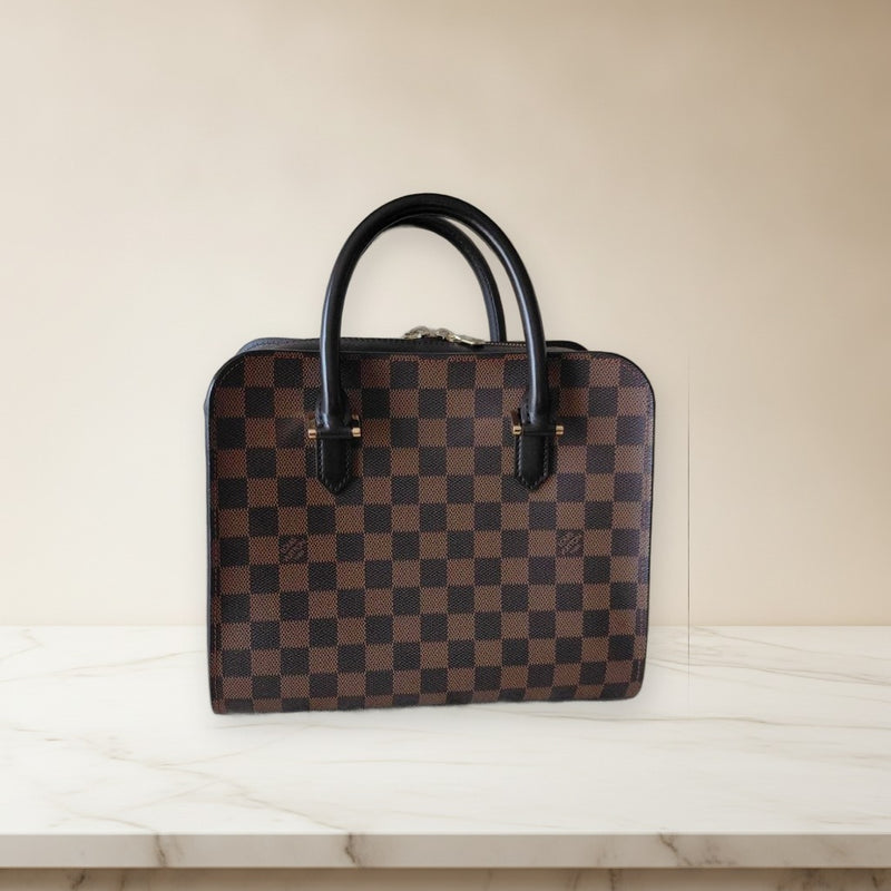 Louis Vuitton Damier Ebene VI1908 Handbag Leather Brown Dark Brown