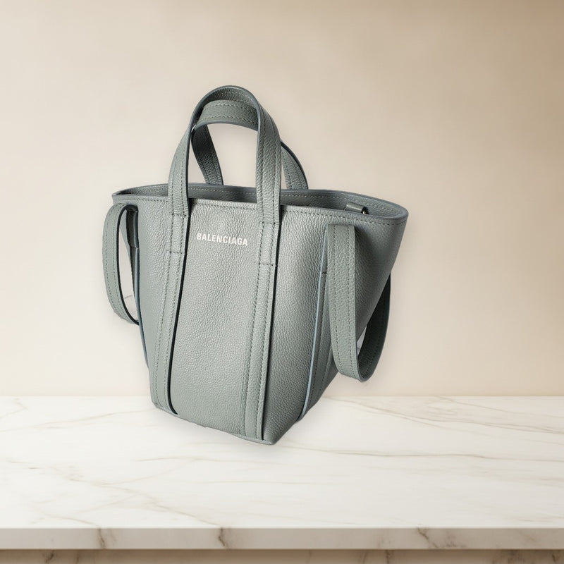 Balenciaga Everyday North South Tote Bag Leather Light Gray Blue-gray