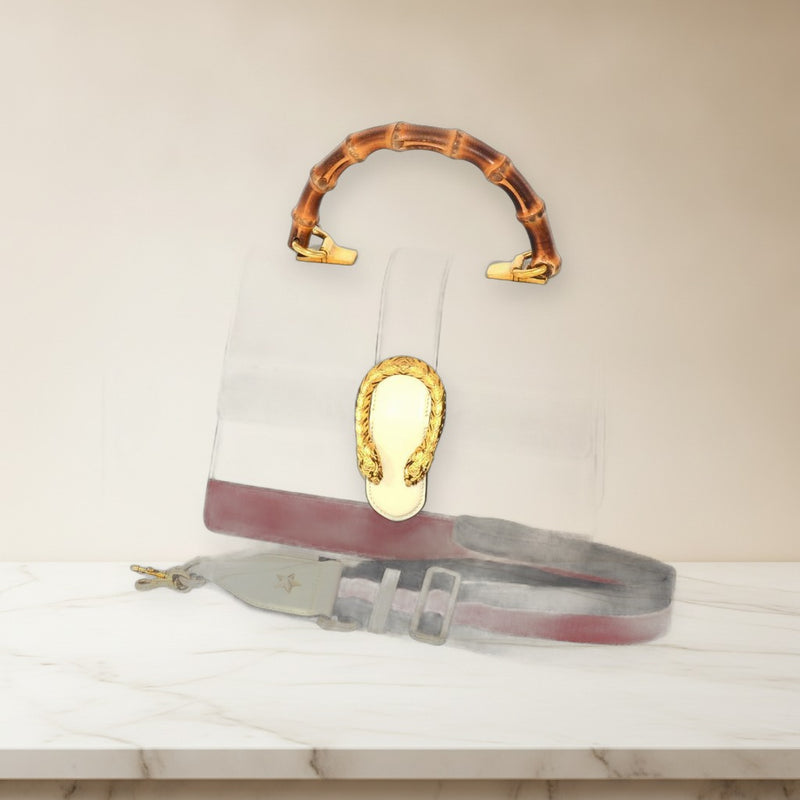 Gucci Dionysus Bamboo Top Handle 448075 2-Way Shoulder Bag Leather White