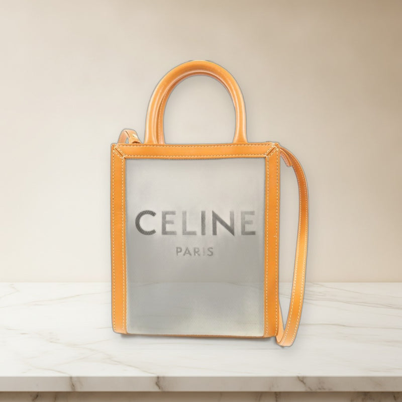 Celine Small Vertical Cabas Canvas Leather 2-Way Handbag Shoulder Bag