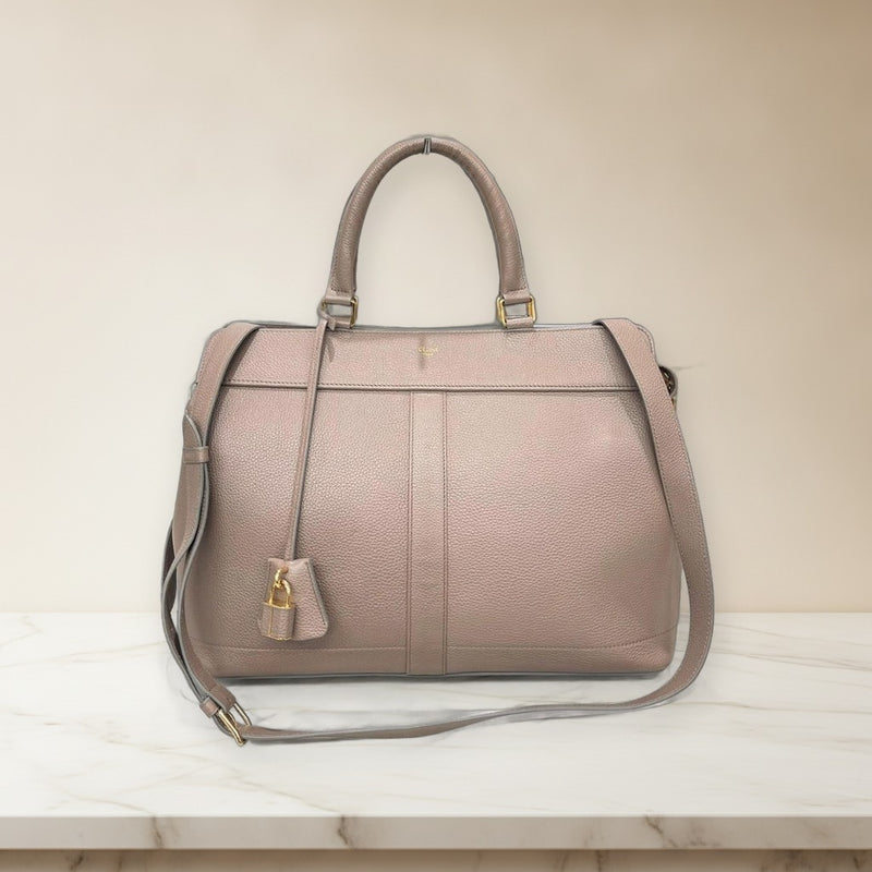 Celine Cabas De France Medium 192663CRE.10BL Handbag Grained Calfskin Pebble