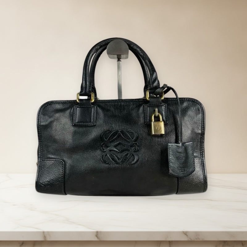 Loewe Amazona 28 Handbag Anagram Black Leather Padlock