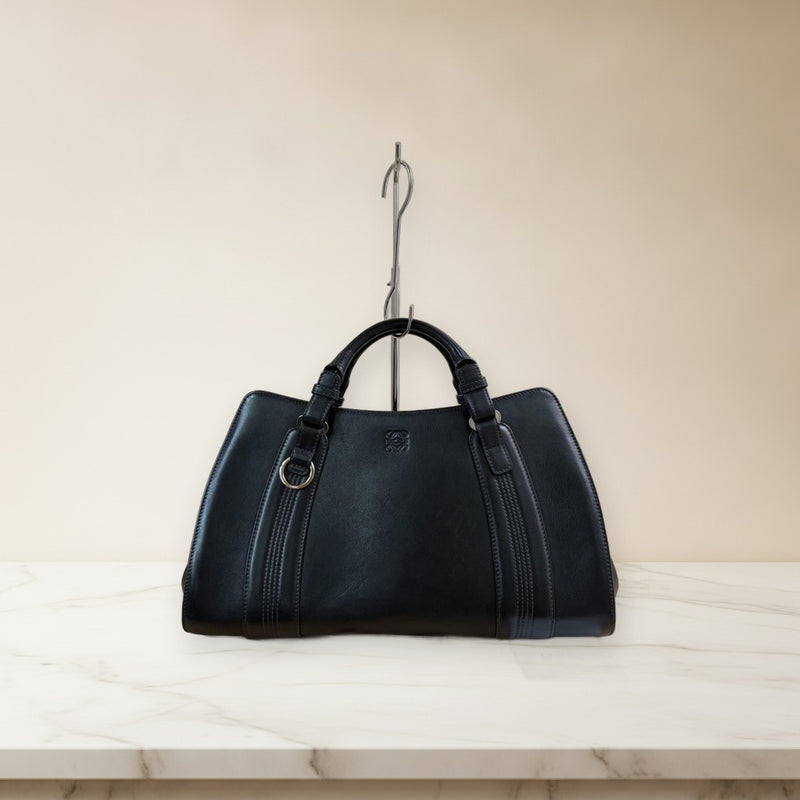 Loewe Camoucio Anagram Handbag Shoulder Bag Black Leather