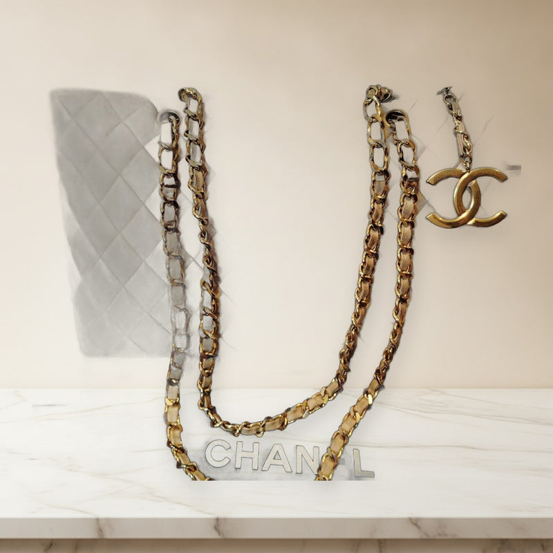 Chanel Matelasse 1246534 Chain Shoulder Bag Lambskin Beige Gold Hardware