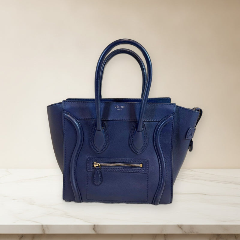 Celine Luggage Micro Shopper Handbag Leather