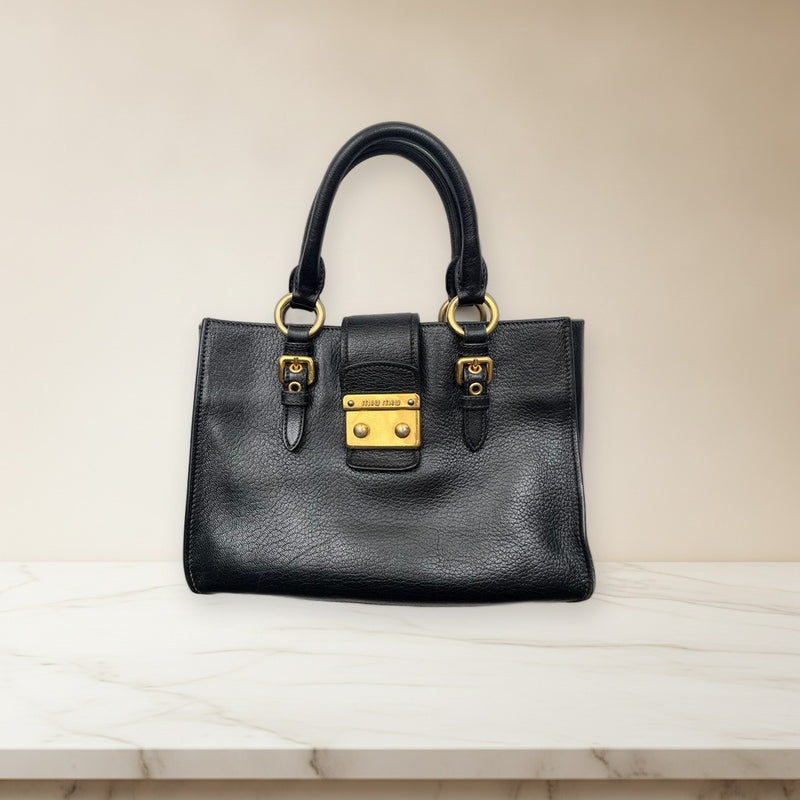 Miu Miu Madras 2-Way Handbag Shoulder Bag Leather