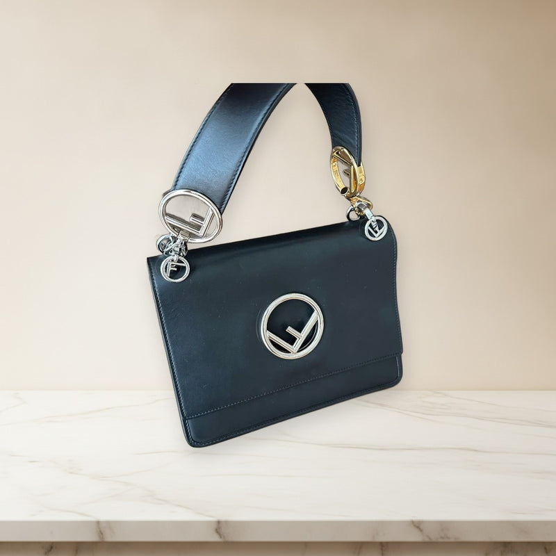 Fendi Kan I F 8BT2842IHF0GXN Shoulder Bag Crossbody Calf Leather Black