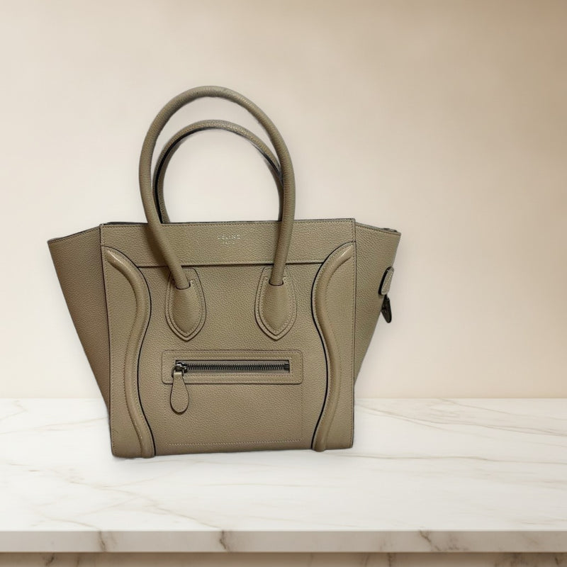 Celine Luggage Micro Tote Bag Calfskin Dune Beige Handbag