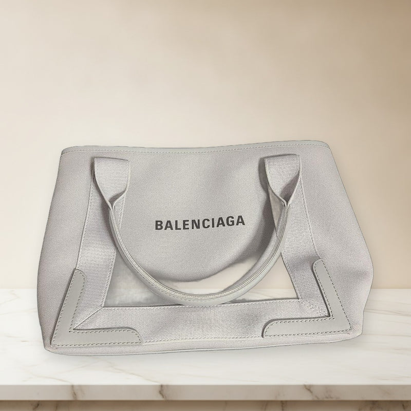 Balenciaga Handbag Gray Black Fabric Interior